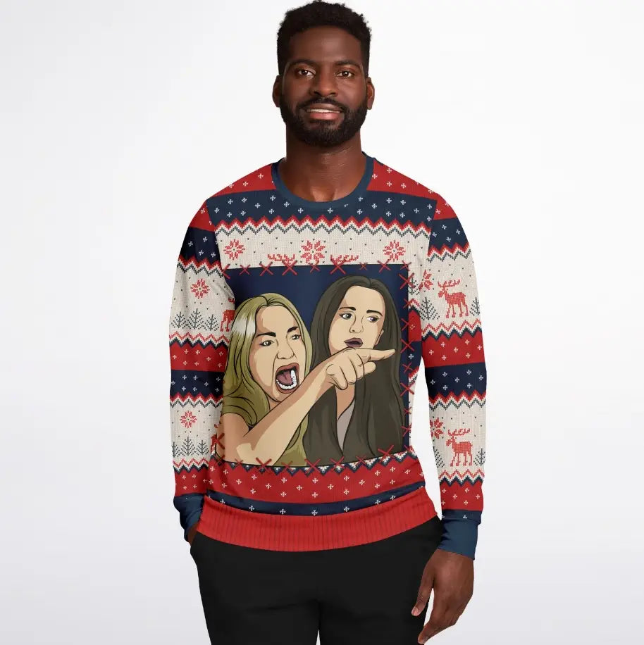 Woman Yells At Cat Ugly Christmas Sweater