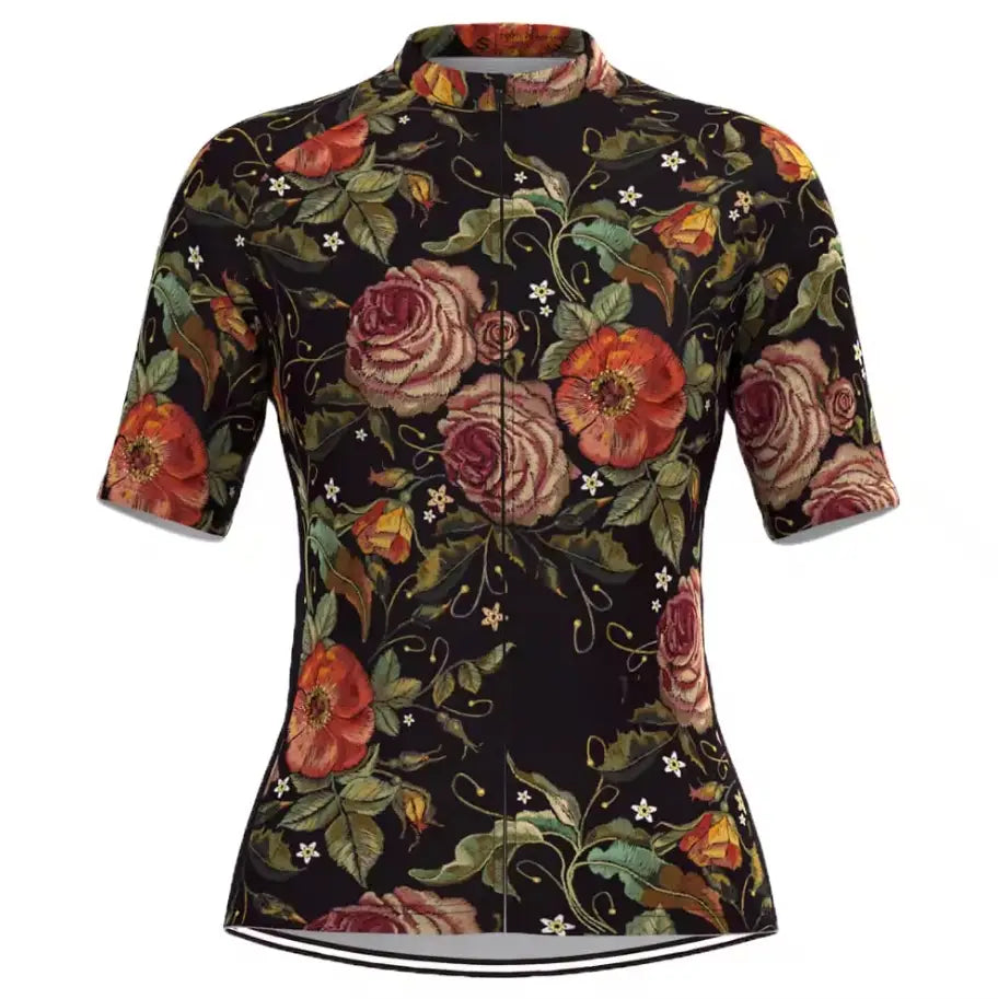 Women’s Flowers Summer Cycling Jersey – Short Sleeve MTB Road Bike Shirt MCJSS3105