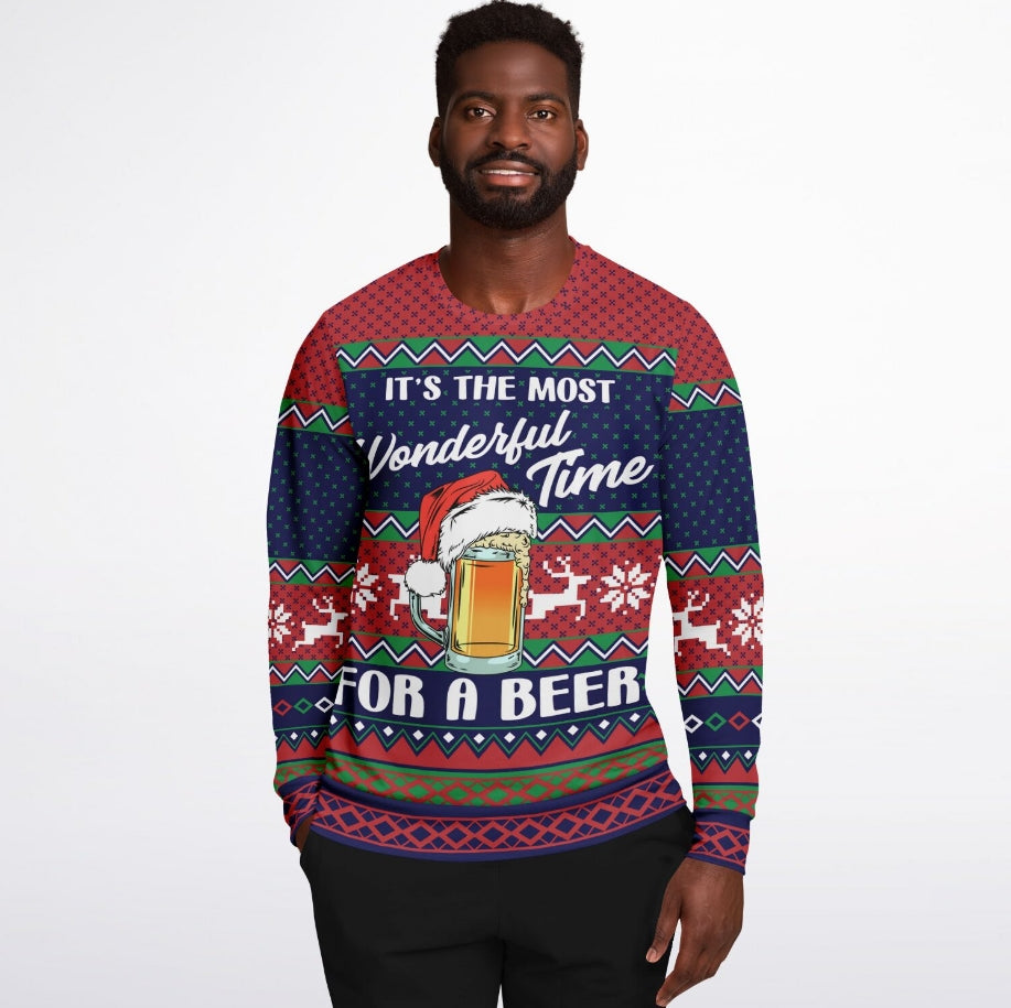 Wonderful Time For A Beer Christmas Sweater – Funny Ugly Holiday Sweatshirt