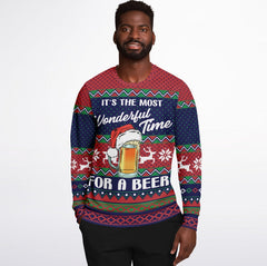 Wonderful Time For A Beer Christmas Sweater – Funny Ugly Holiday Sweatshirt