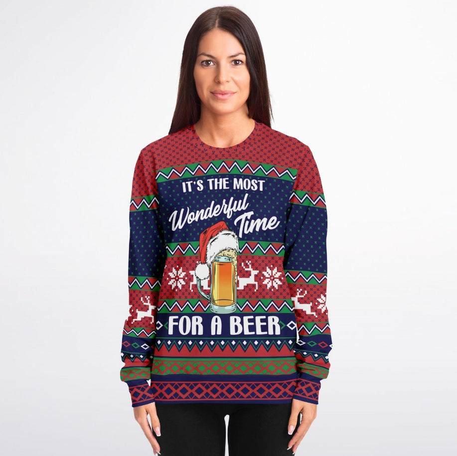 Wonderful Time For A Beer Christmas Sweater – Funny Ugly Holiday Sweatshirt
