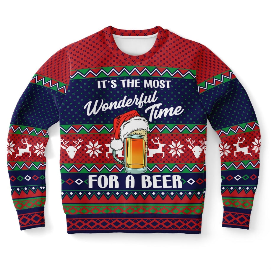 Wonderful Time For A Beer Christmas Sweater – Funny Ugly Holiday Sweatshirt